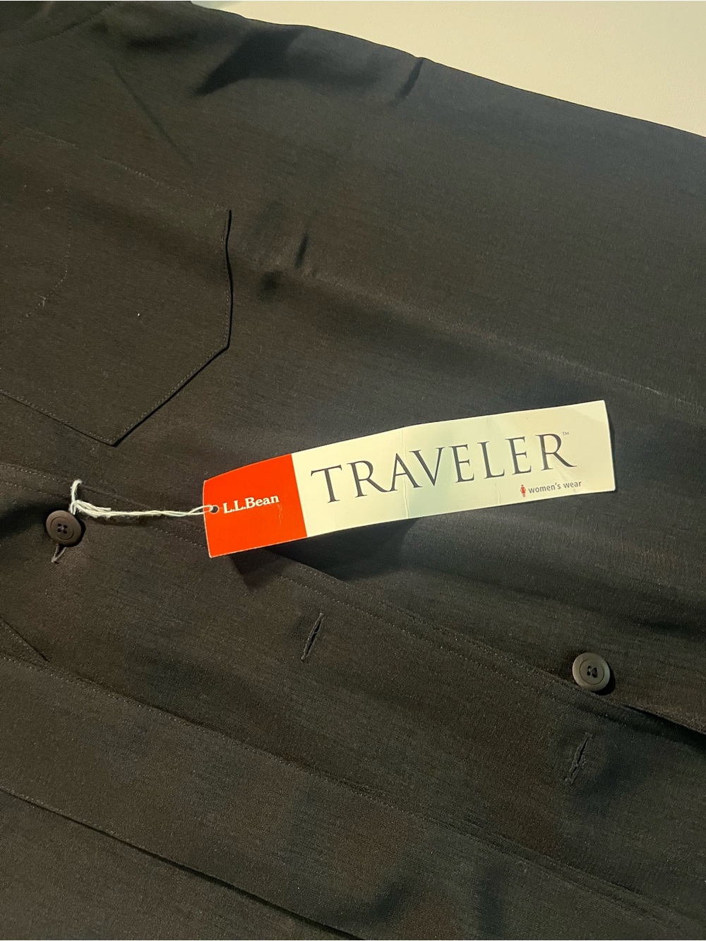 NWT Vintage L.L. Bean | Traveler Shirt Dress Button Front Tie Utility Black - Picture 6 of 9